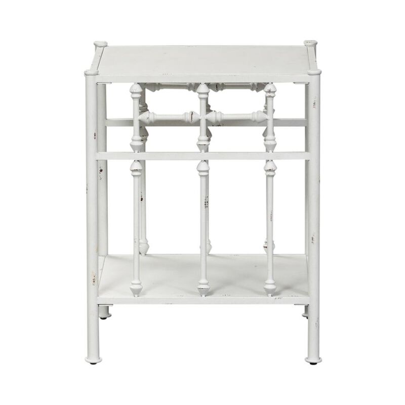 Starlight Canyon Home Metal Nightstand - Antique White, Small Metal Side Table For Bedroom