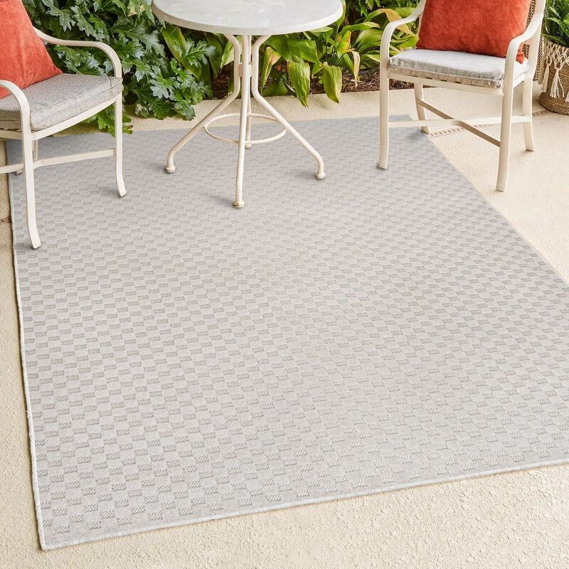 Finn High-Low Modern Minimalist Checkered Monotone Indoor Area Rug