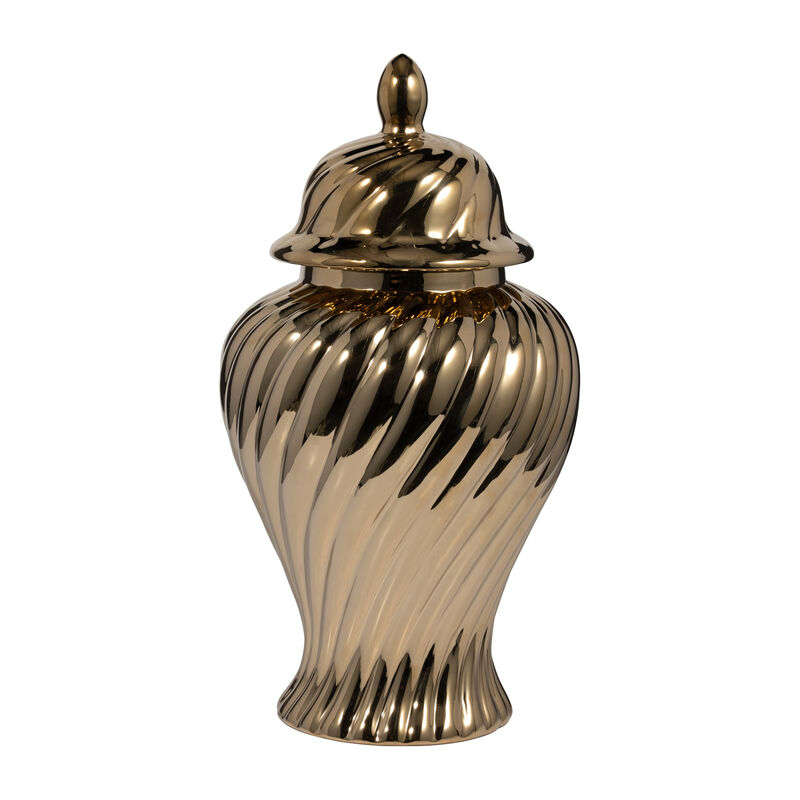 Cer, 20" Swirl Temple Jar, Gold image number 2