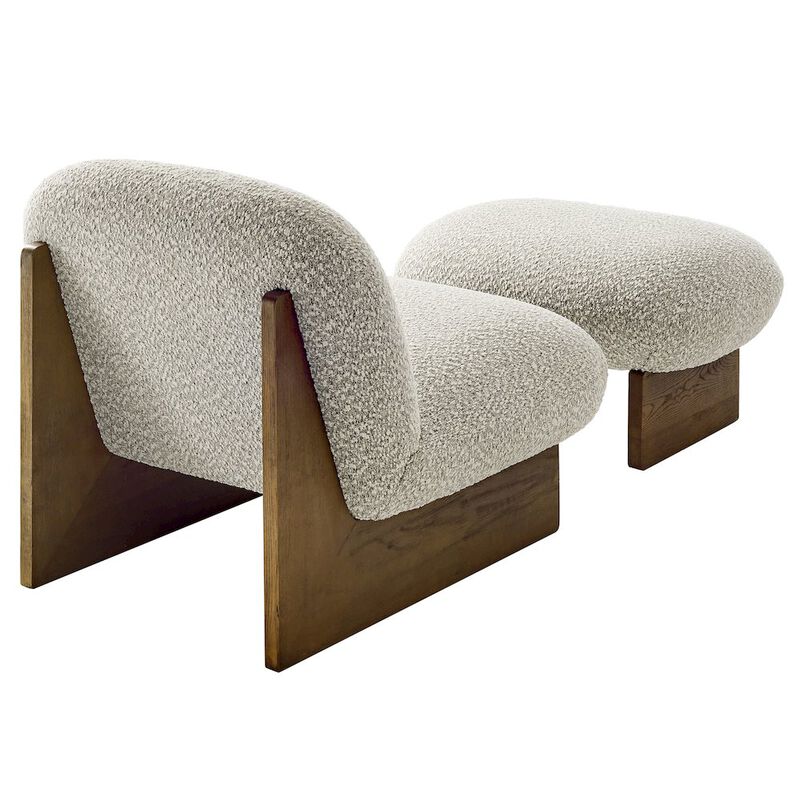 Loyal Boucle Fabric Accent Chair and Ottoman Set image number 4