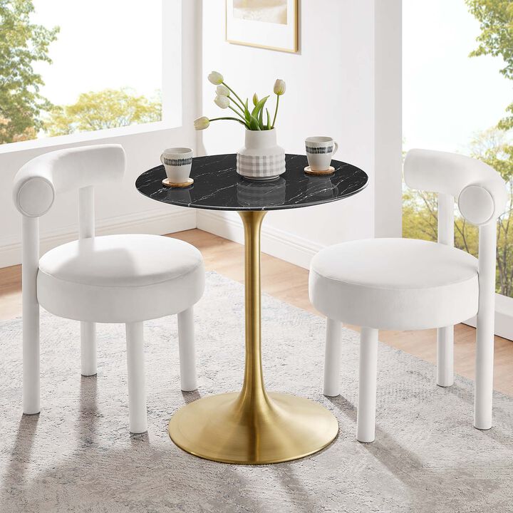 Modway - Lippa 28" Round Artificial Marble Dining Table Gold Black