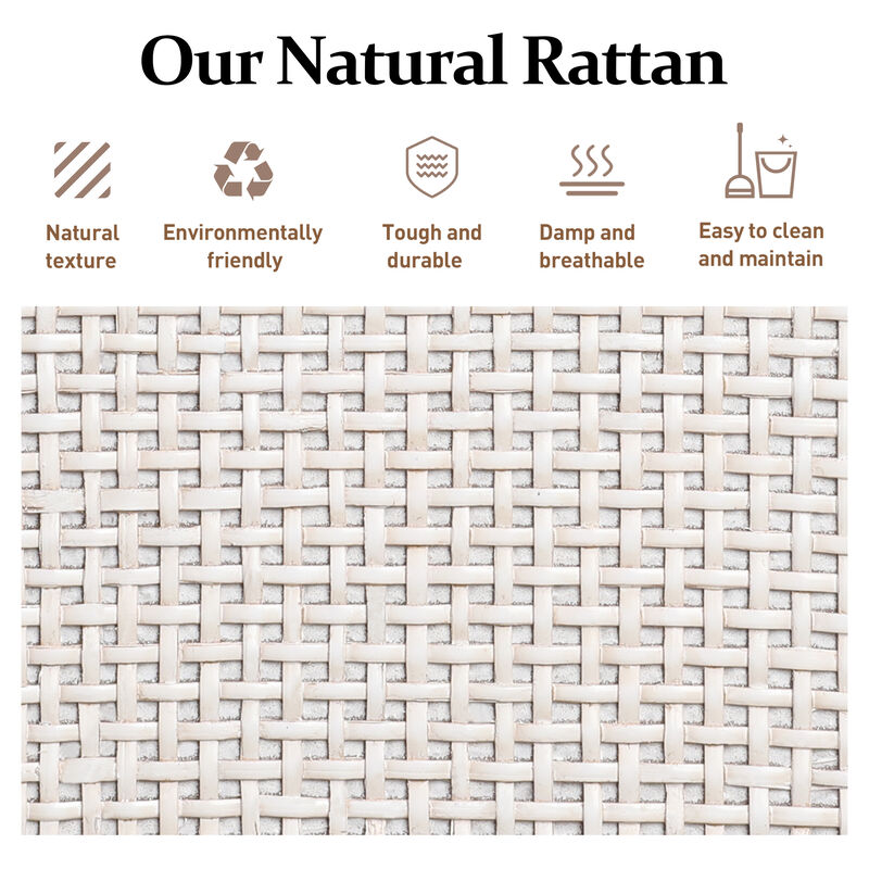 TATEUS 52.8" Rattan Kitchen Sideboard, Boho Farmhouse Adjustable Shelves Accent Buffet Storage Cabinet image number 5