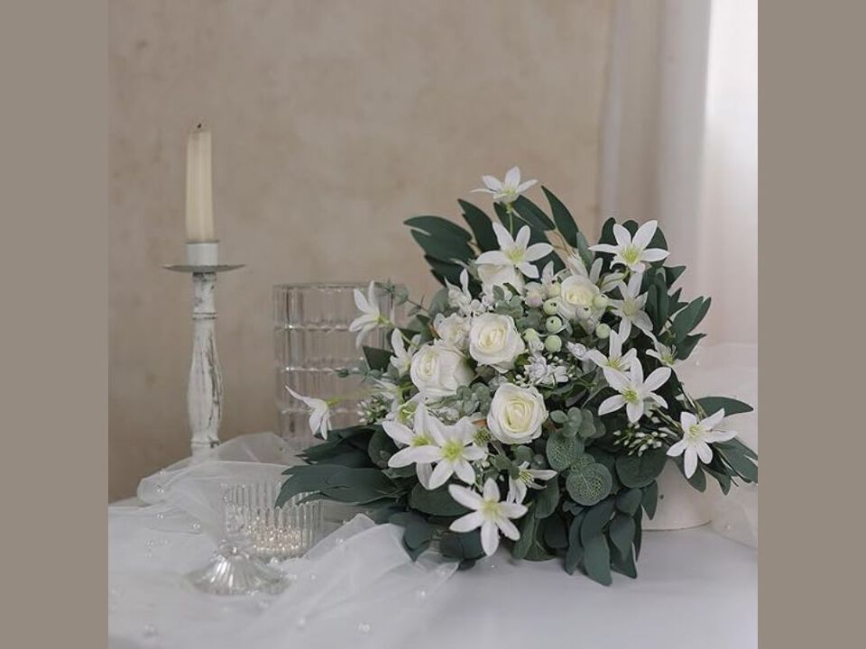 120 Piece Silver Artificial Eucalyptus Flower Stems Wedding Centerpiece Decor