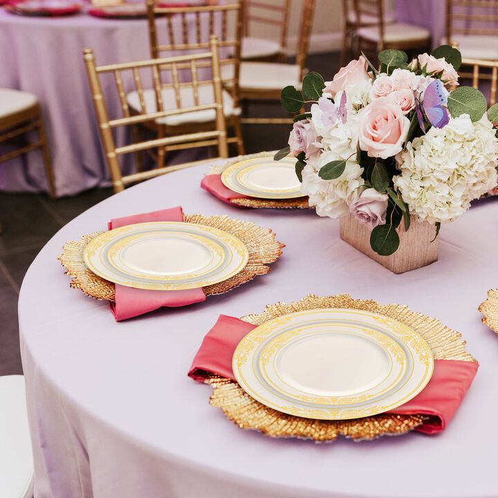 Ivory with Gold Harmony Rim Plastic Dinnerware Value Set (40 Sets)