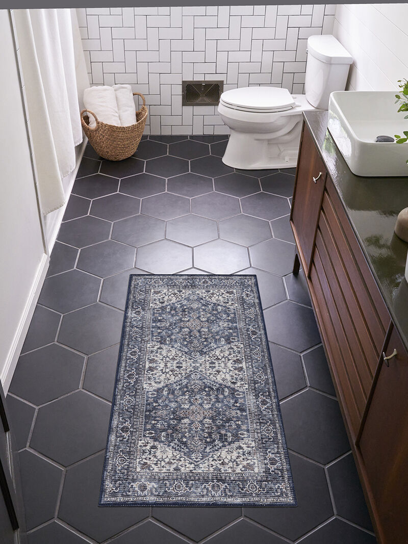 Machine Washable Series 1 SR104 Navy/Ivory 3' x 5' Rug