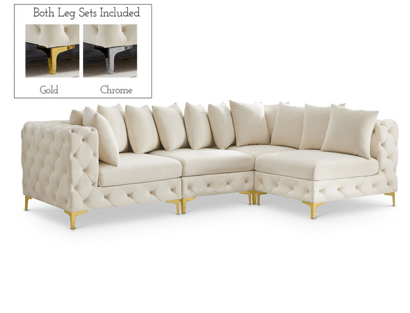 Meridian Furniture Tremblay Cream Velvet Modular Sectional image number 0