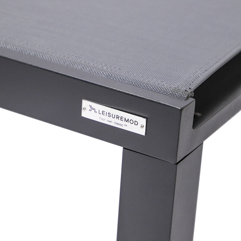 LeisureMod Marlin Patio Chaise Lounge Chair With Black Aluminum Frame, Set of 2