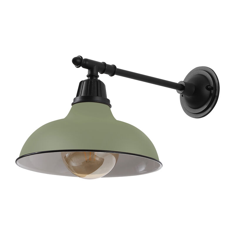 Wallace Farmhouse Industrial Indoor/Outdoor Iron LED Victorian Arm Outdoor Sconce