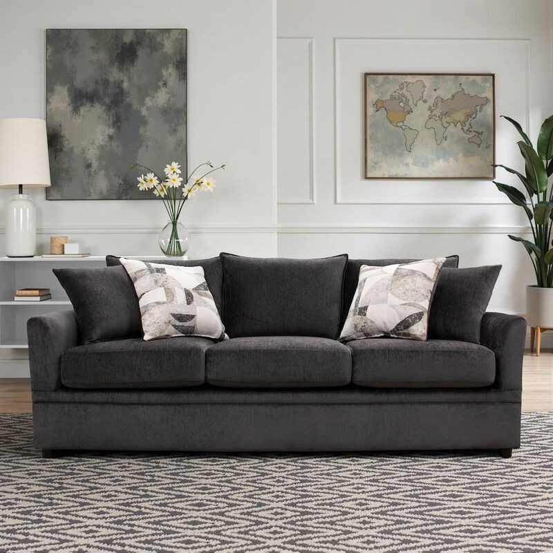 New Classic Furniture Sylvie Polyester Upholstered Sofa in Dark Gray