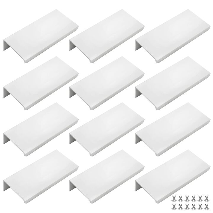 Qjaiune 12PCS Back Mount Finger Edge Pull 80mm/3.15"", Aluminum Hidden Handle Concealed Tab Pulls for Home Kitchen Living Room D