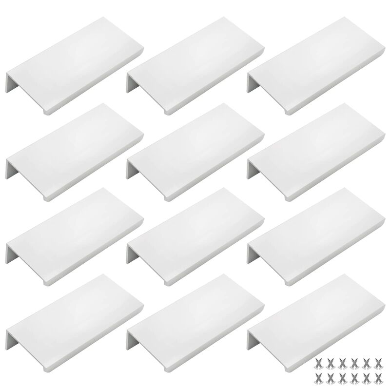 Qjaiune 12PCS Back Mount Finger Edge Pull 80mm/3.15"", Aluminum Hidden Handle Concealed Tab Pulls for Home Kitchen Living Room D