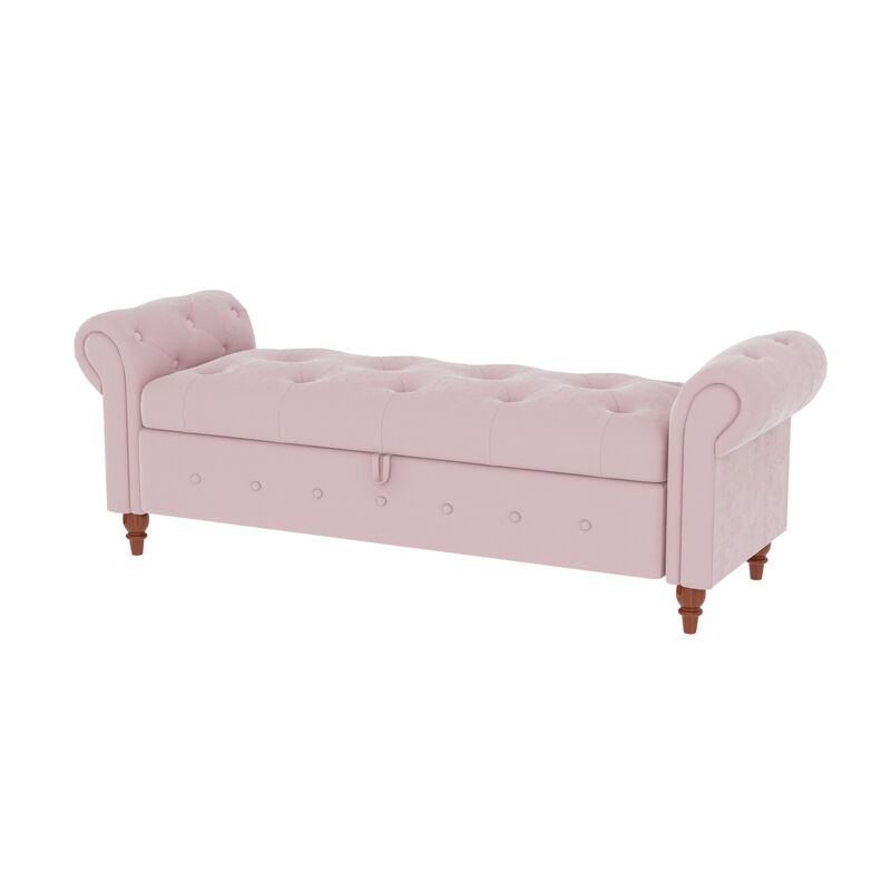 Streamdale Bed Bench Pink Velvet image number 6