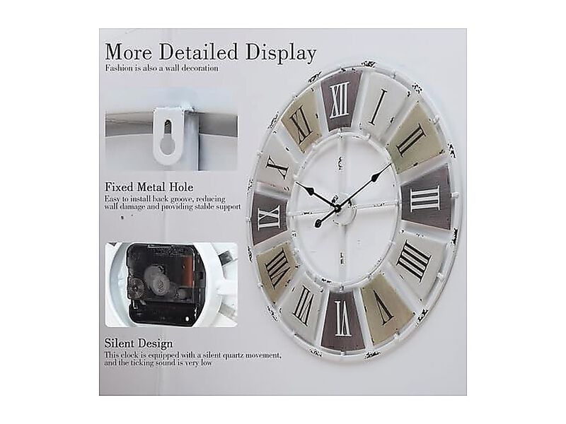 Distressed Metal Wall Clock 32 Inch Industrial Vintage Roman Numerals Weathered image number 2