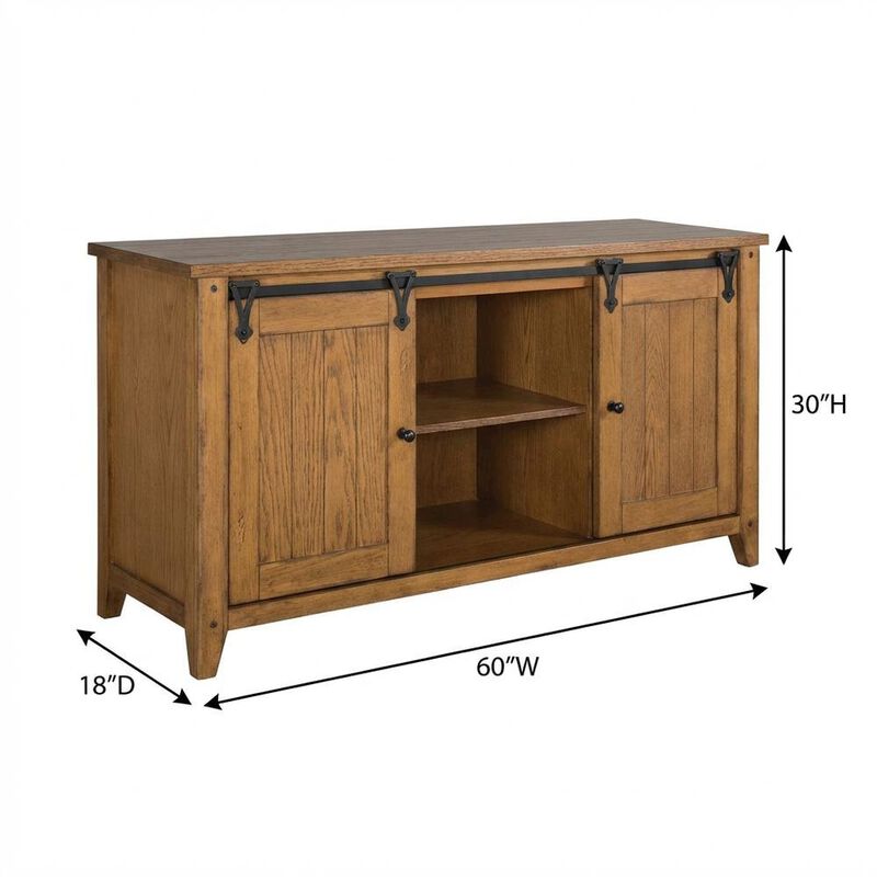 Liberty Furniture Rustic Oak TV Console with Solid and Manufactured Wood Construction image number 6