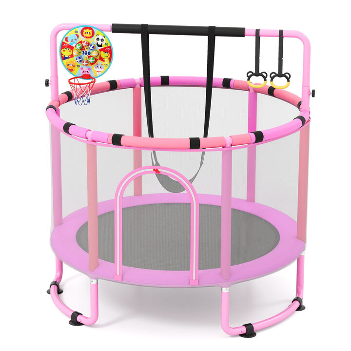 Kids 6 in 1 Trampoline with Gymnastics Bar for Toddler Indoor Outdoor Play