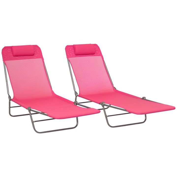 Hivvago 2-Piece Folding Chaise Lounge Chairs with Reclining Back