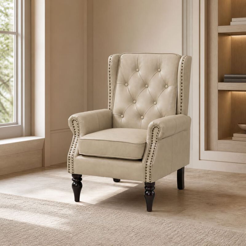 GOODSILO Modern Wood Frame Upholstered Armchair Comfortable Accent Lounge Chair for Living Room Bedroom Small Space Use image number 2