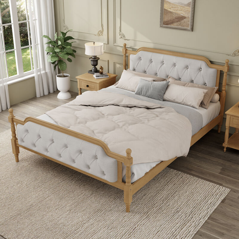 Merax Traditional Style Platform Bed Frame with Tufted Headboard