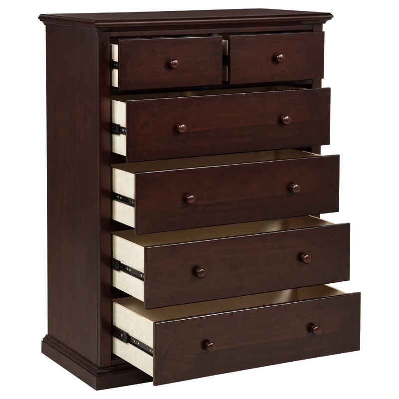 Umer Tall Dresser Chest, 6 Drawers, Round Knobs, Plinth Base, Wood image number 3