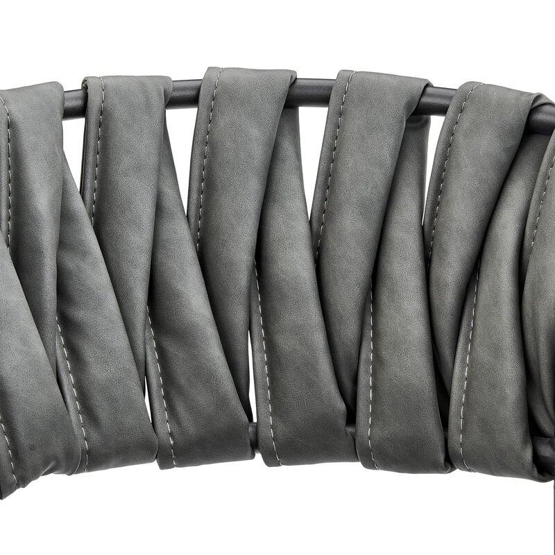 Vigona Stool in Black Metal with Grey Fabric and Faux Leather