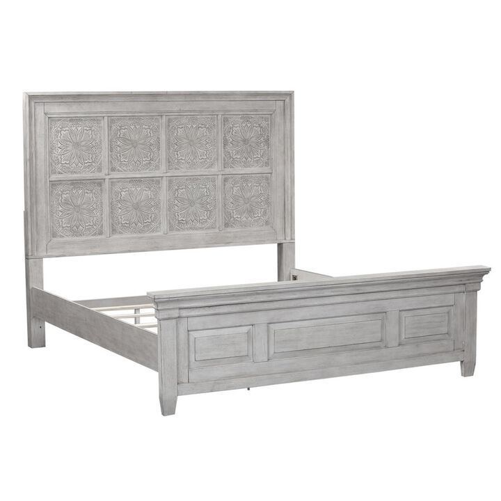 Liberty Furniture Heartland Optional King Panel Bed in Antique White w/ Tobacco Top