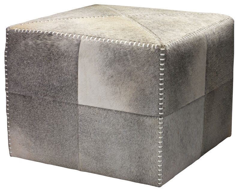 Grey Large Hair on Hide Ottoman