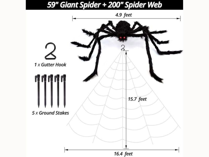 200" Giant Spider Web with 59" Posable Spider &ndash; Triangular Halloween Yard D&eacute;cor for Indoor/Outdoor Haunted Displays image number 1