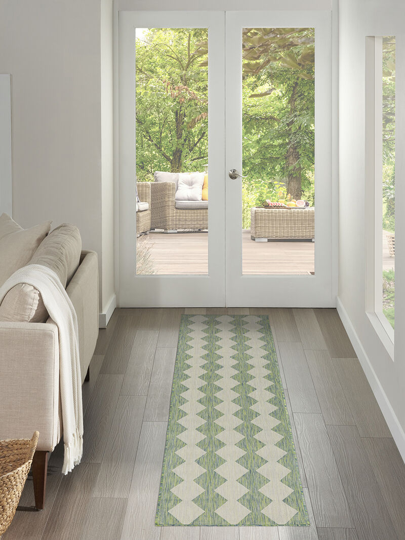 Positano POS04 Blue/Green 2'2" x 10' Rug image number 6