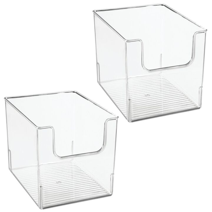 mDesign Kitchen Plastic Storage Organizer Bin with Open Front - 2 Pack -  Clear