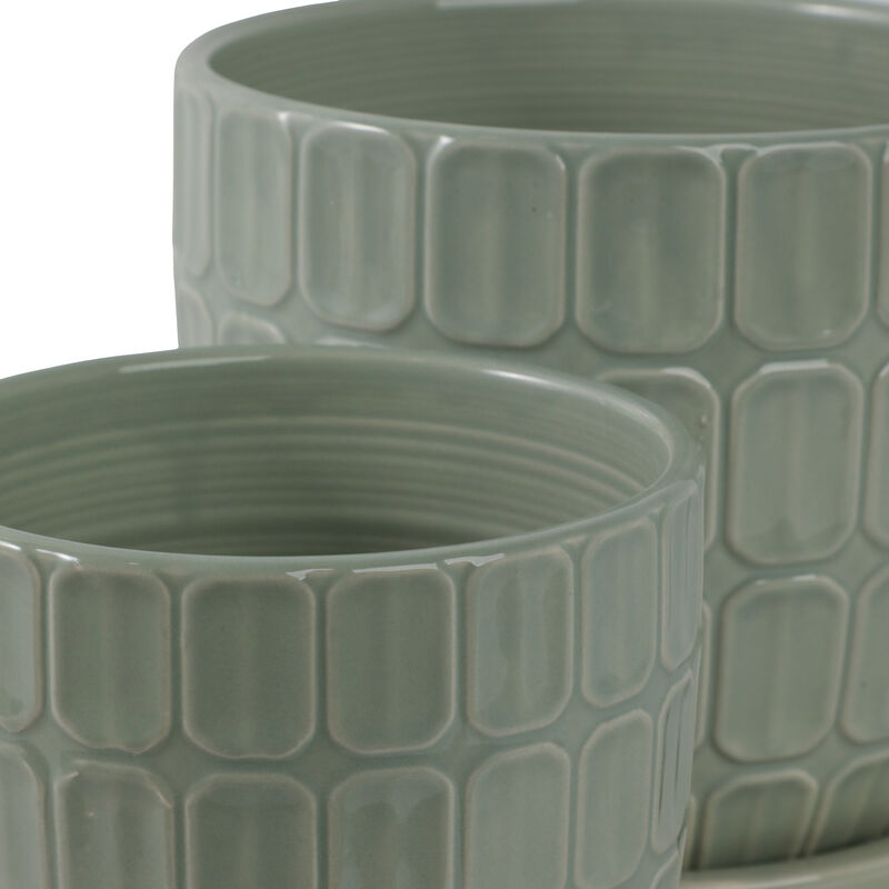 S/2 6/8" Squoval Design Saucer Planters, Sage Gree image number 5