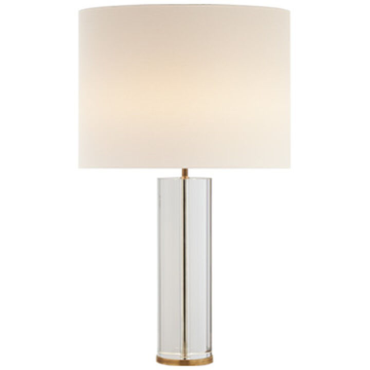 Lineham Table Lamp in Crystal and Hand-Rubbed Antiqued Brass with Linen Shade