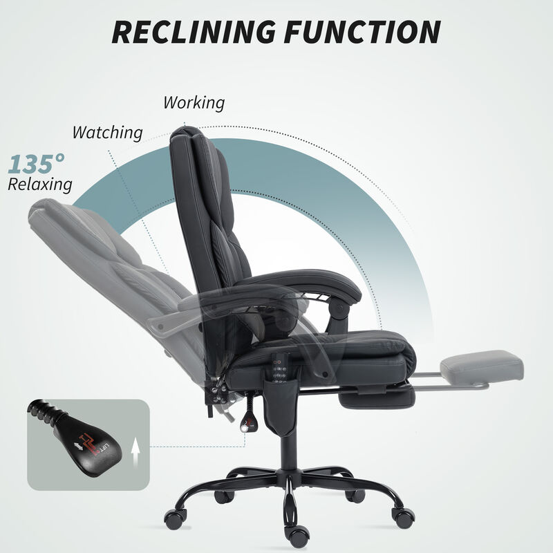 Hivvago Reclining Office Chair with Footrest and Massage Function image number 7