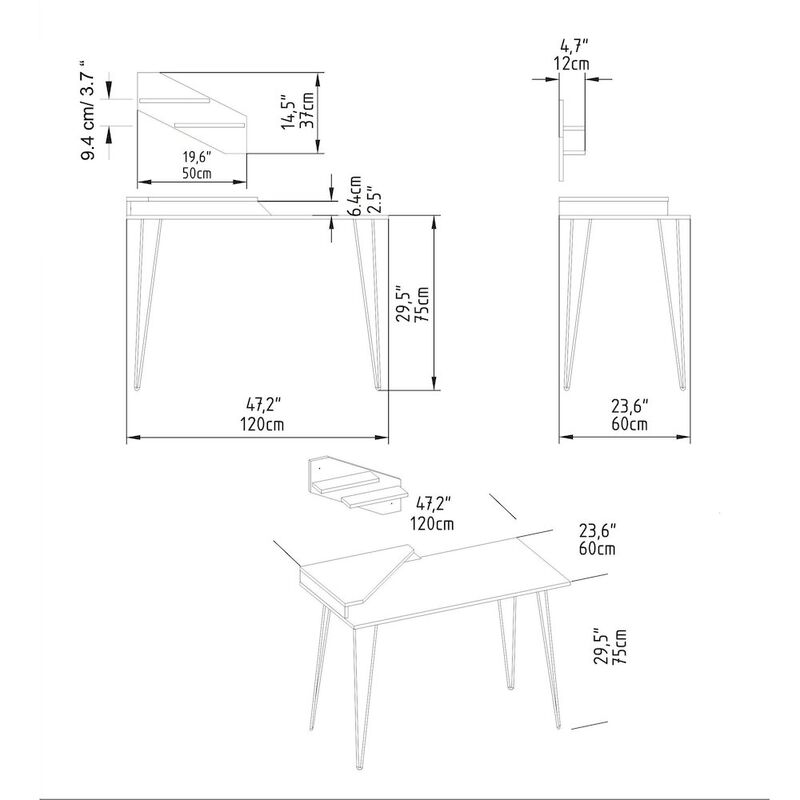 Decorotika Desalvo Computer Desk - Bendire & Black