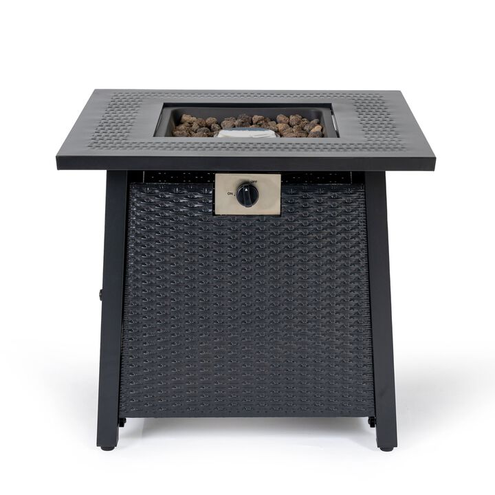 Mondawe Black 28-Inch Iron 50,000 BTU Square Propane Fire Pit Table With Adjustable Flame