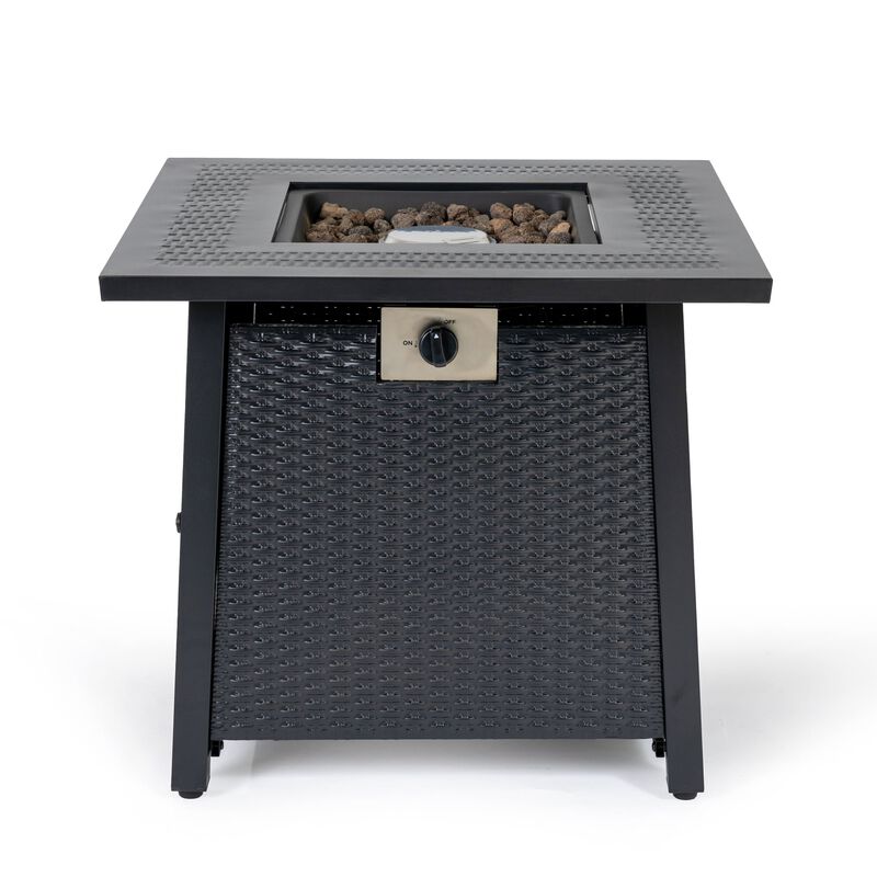 Mondawe Black 28-Inch Iron 50,000 BTU Square Propane Fire Pit Table With Adjustable Flame