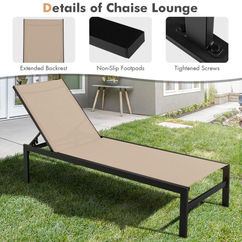 Hivvago 6-Position Chaise Lounge Chairs with Rustproof Aluminium Frame