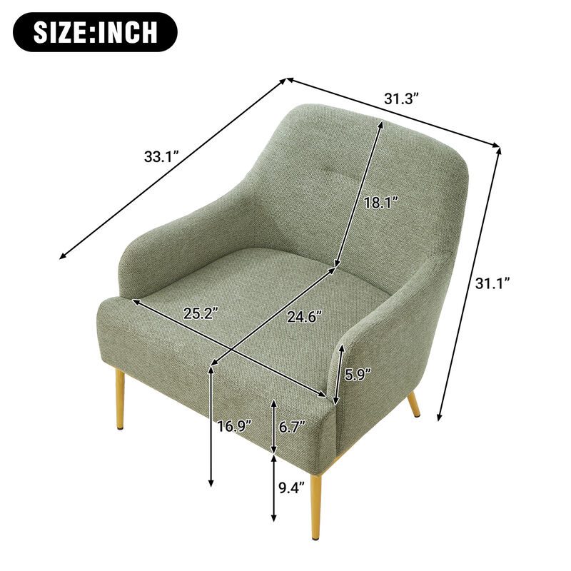 Merax Modern Curved Chenille Accent Chair with Gold Metal Legs image number 3