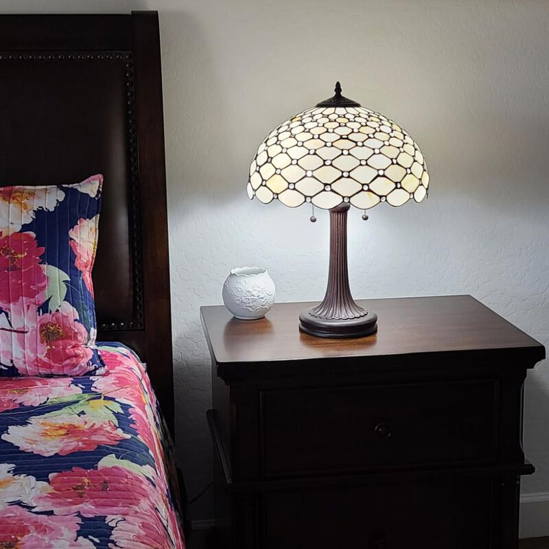 Hivvago 23" Dark Brown Metal Two Light Candlestick Table Lamp With White Shade