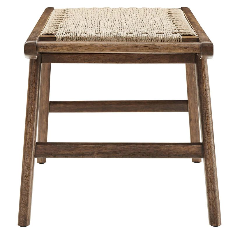 Modway Saoirse 47" Wove Rope Wood Bench in Walnut Black image number 3