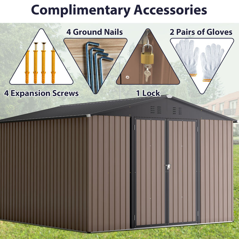 10' x 10' Metal Storage Shed for Ourdoor image number 7