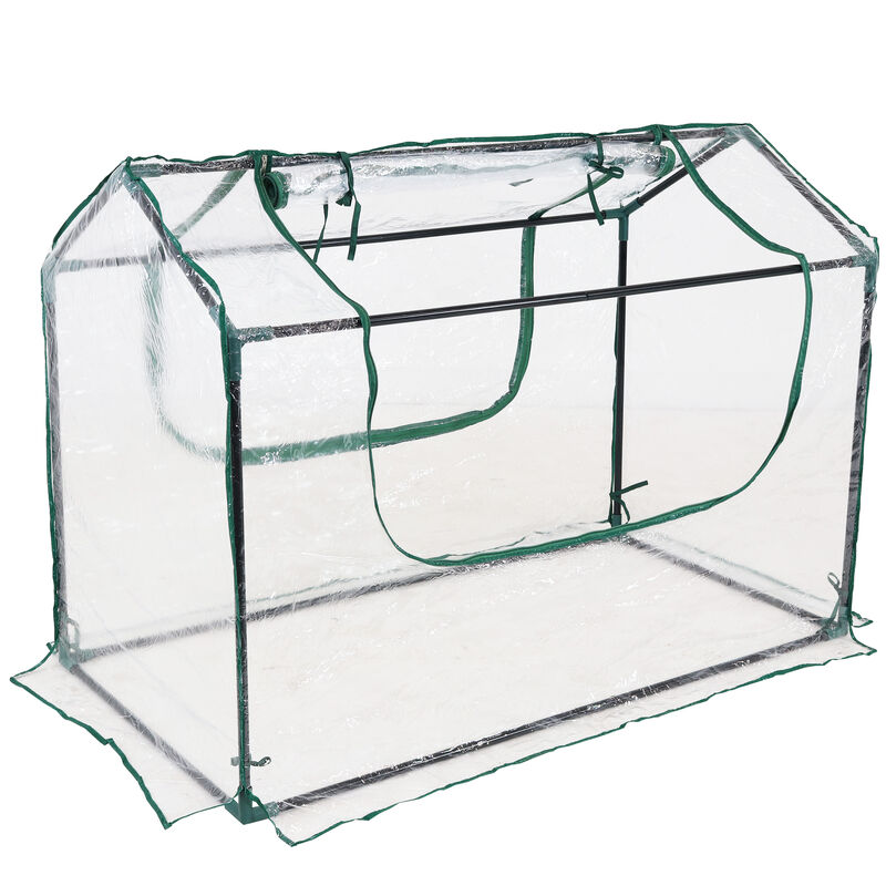 Sunnydaze 4 x 2 ft Steel PVC Panel Mini Greenhouse with 2 Doors - Clear image number 1