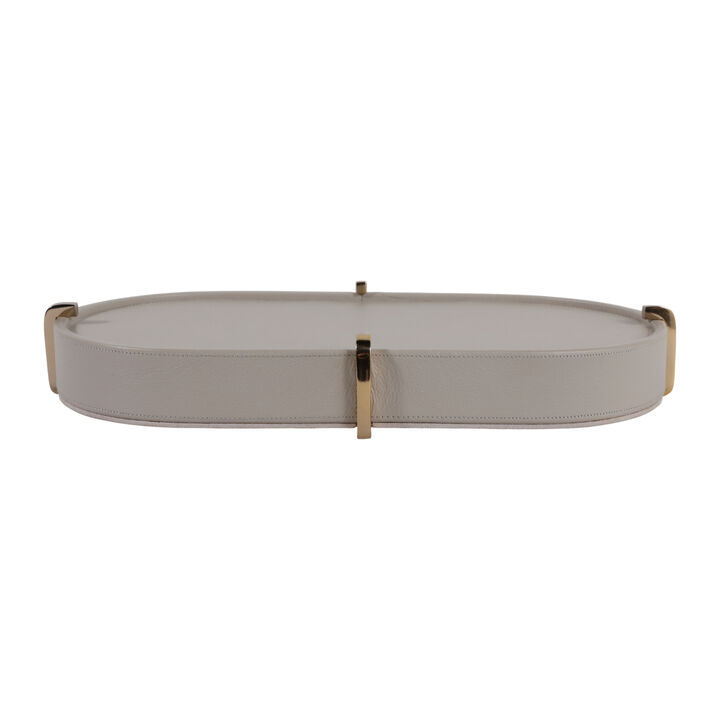 Hamden Taupe Leather Tray