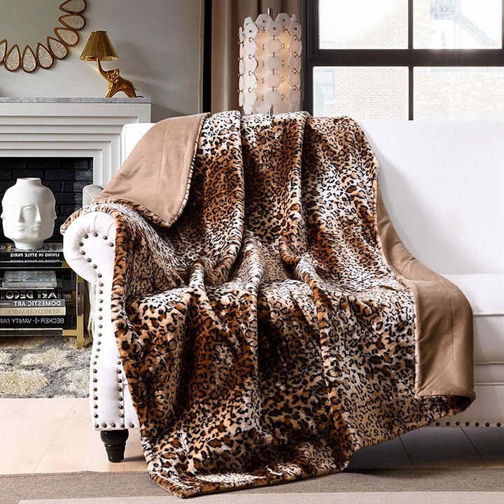 MarCielo Faux Fur Throw Blanket Leopard Cheetah Bed Blanket