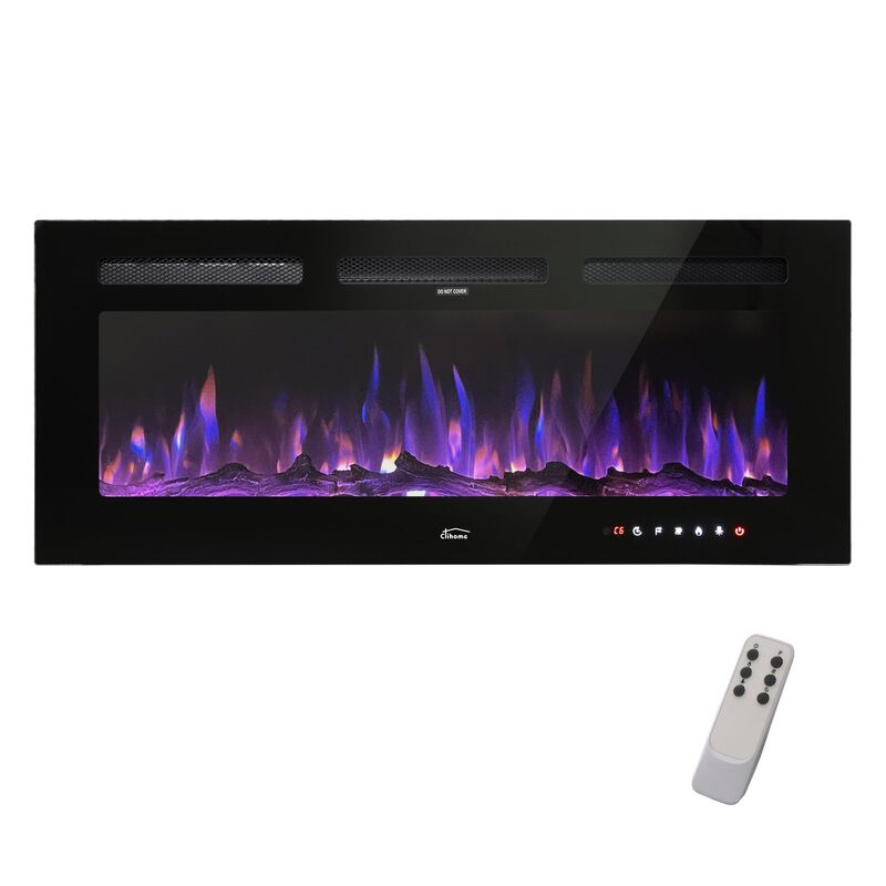 Clihome 42in 750/1500W Wall Mount/Recessed Electric Fireplace Fire Places Electric Fireplace Inserts with Timer, Remote Control, Adjustable Flame Color