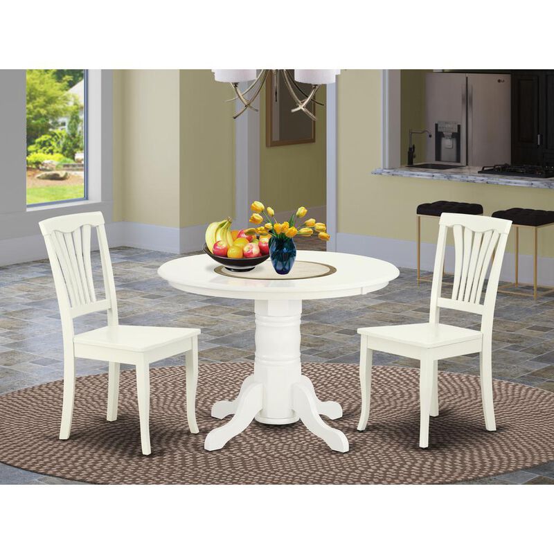 East West Furniture Dining Room Set Linen White, SHAV3-LWH-W