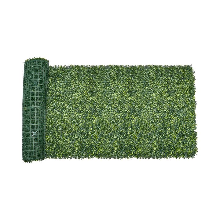 Milan Artificial Grass Wall Panels Boxwood Privacy Hedge for Garden Fence and Wall Decor-Green