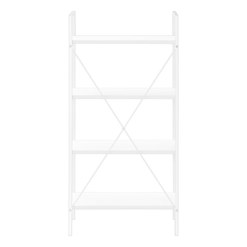 Monarch Specialties I 7801 Bookshelf, Bookcase, 4 Tier, 48"H, Office, Bedroom, Metal, Laminate, White, Contemporary, Modern