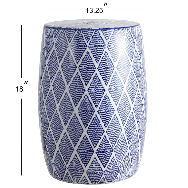 Moroccan Diamonds Ceramic Drum Garden Stool