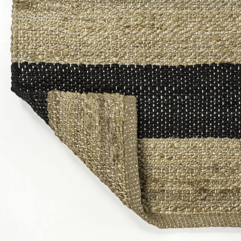 Jayden Rustic Farmhouse Woven Jute Stripe Area Rug