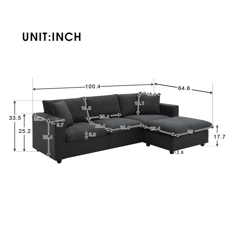 Merax Modern L-shaped Couch Set Sectional Sofa